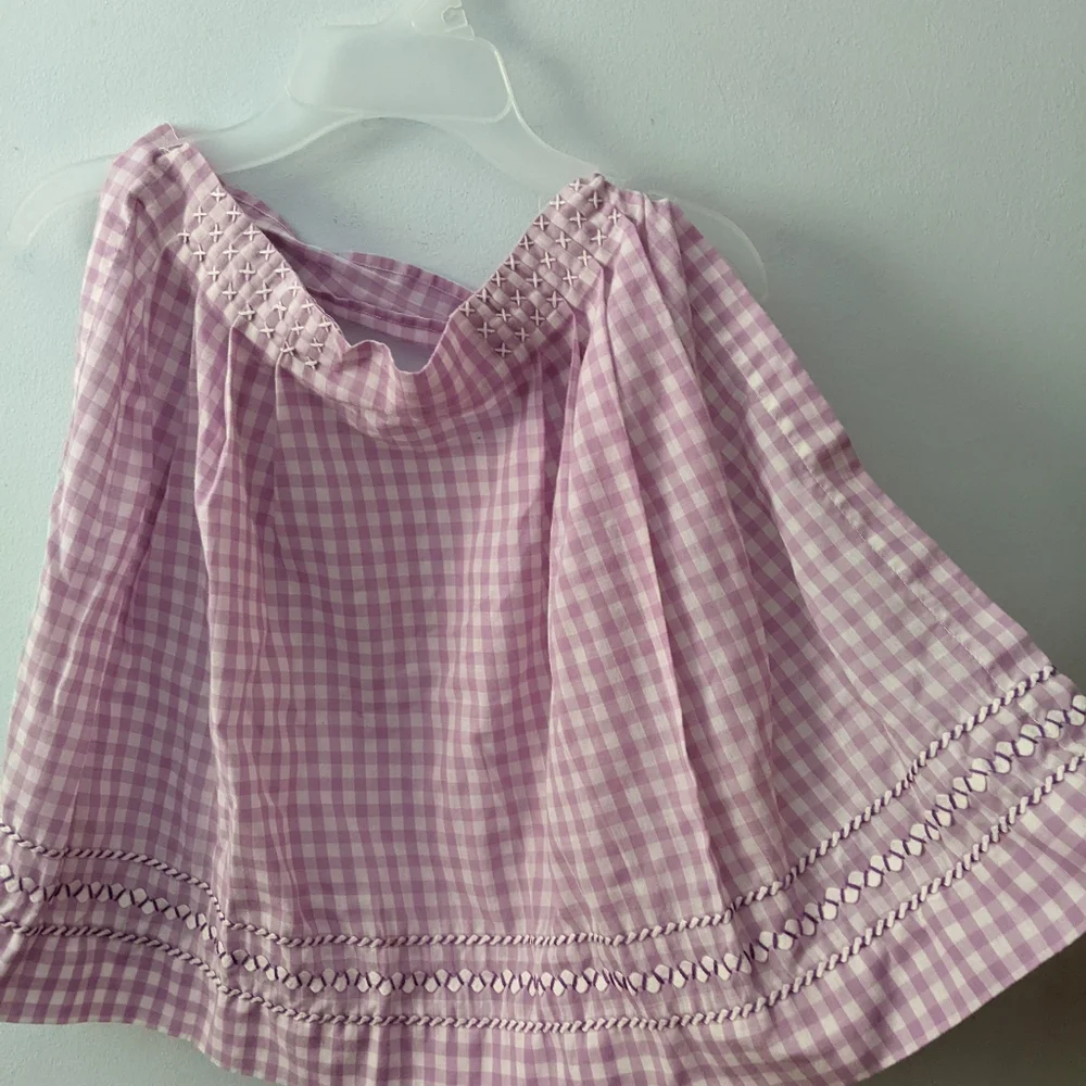 Vtg Purple Gingham Apron with Embroidery and Rick Rack 17